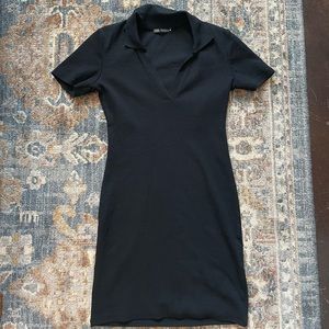 Zara Black mini dress with collar - size medium